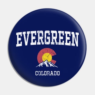 Evergreen Colorado CO Vintage Athletic Mountains Pin