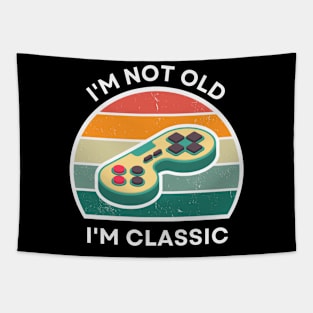 I'm not old, I'm Classic | Game Controller | Retro Hardware | Vintage Sunset | '80s '90s Video Gaming Tapestry