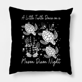 A Little Turtle Dovin on a Mason Dixon Night Turtle Flower Pillow