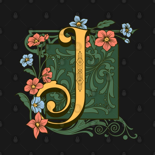 Art Nouveau Letter J, Ornamental Letter J, Art Deco by Promen Art