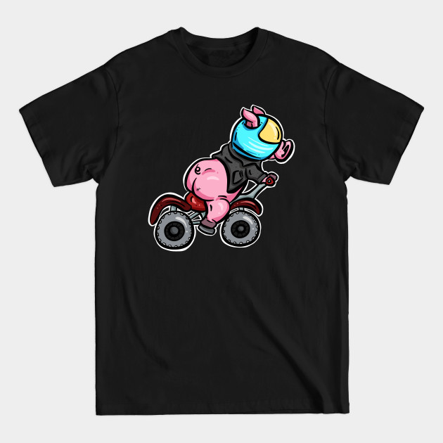 Disover Biker Piggy Pink Pig on A Motorbike - Bikers - T-Shirt