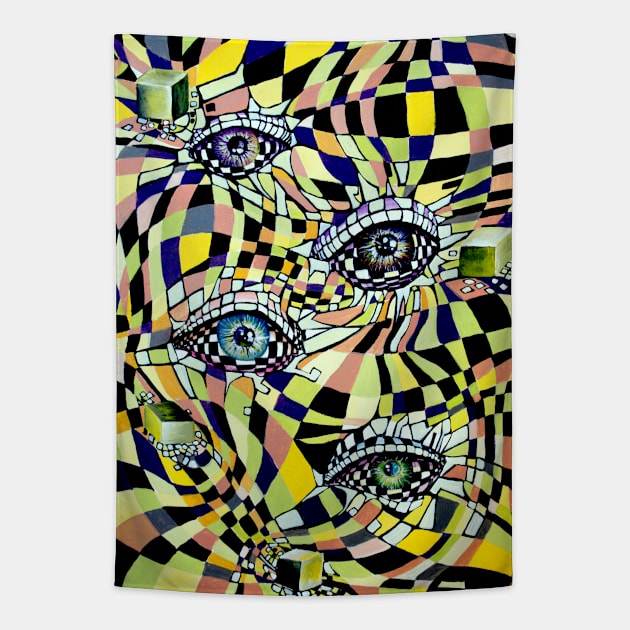 Conspiracy All seeing Eye Watercolor Artwork Tapestry by Nisuris Art