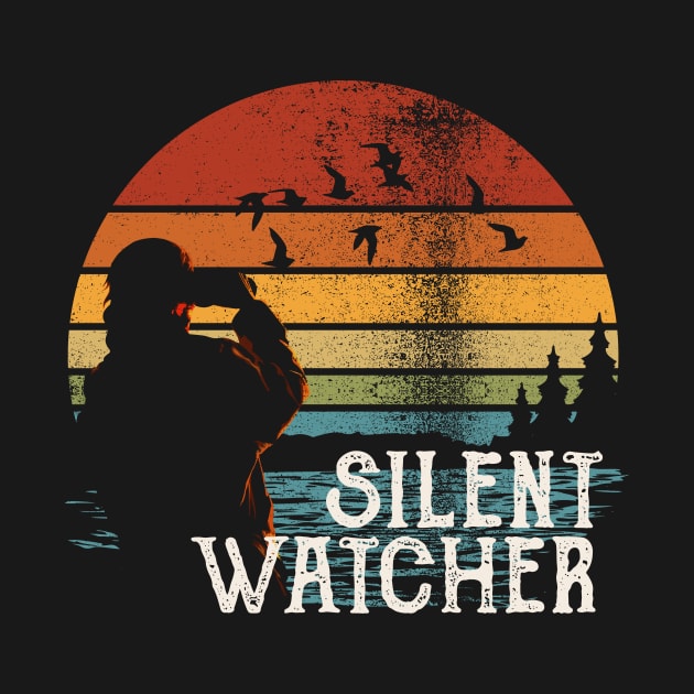 Silent Watcher Vintage Sunset Birdwatching by zeno27