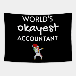 World's Okayest Accountant Christmas Funny Tees, Unicorn Dabbing Christmas Gifts Ideas for a Accountant Tapestry