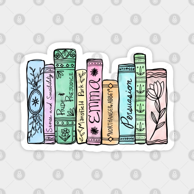 Jane Austen Bookshelf No.6 Magnet by LuckyJuniperCo