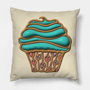 PUFFY 3D CUPCAKE DREAMS Party Turquosie Buttercream Icing Polka Dots - UnBlink Studio by Jackie Tahara Pillow