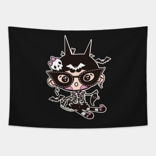 cute halloween whimsical cute girl illustration Tapestry