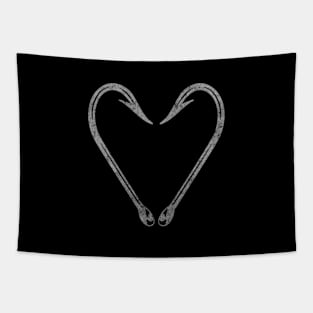 Love Fishing - Fish Hooks Heart Tapestry