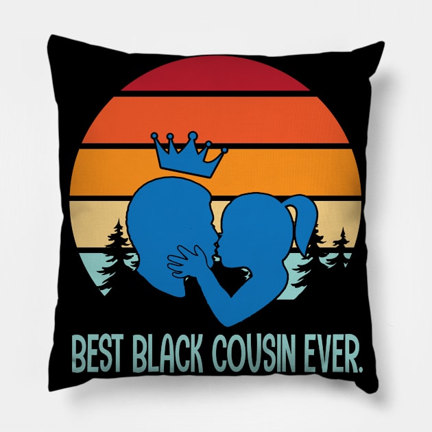 Best Black Cousin Ever Happy Father Mother Parent Family Day Vintage Retro Pillow by joandraelliot