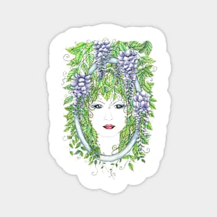 Purple Wisteria Green Woman Magnet