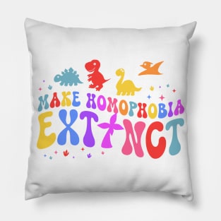 Make Homophobia Extinct Gay Pride Trans LGBTQ Rainbow Allysaurus Dinosaur Gift For Men Women Pillow