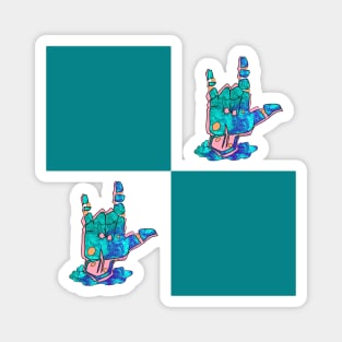 I Love You - Sign Language Teal Pattern Magnet