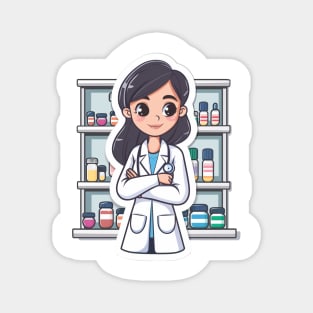 Pharmacist Woman Cute Pharmacy Cartoon Stlye Magnet