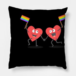 Cute Hearts Waving Flags Lgbt Valentine Pillow