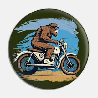 Bigfoot On A Motorcycle Sasquatch Motocross Motorbike  Rider Pin