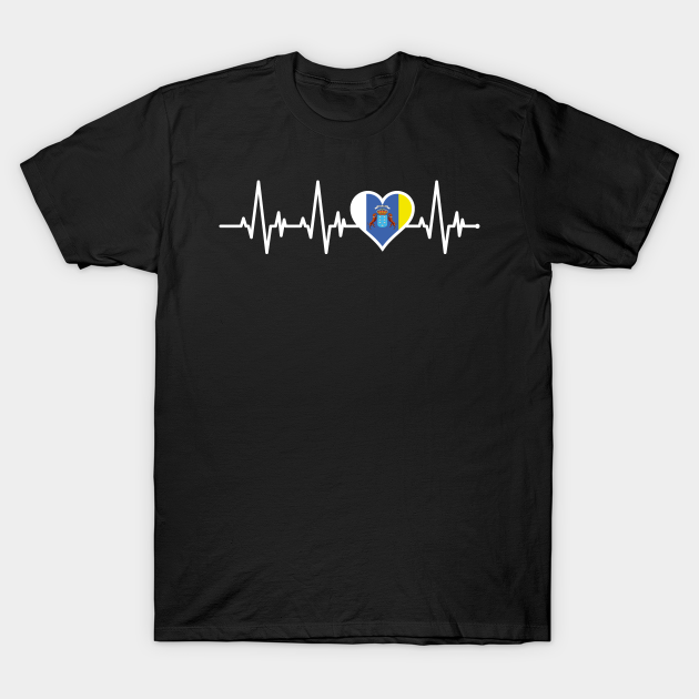 Download Heartbeat Canary Islands Flag Holiday Gift - Heartbeat - T-Shirt | TeePublic