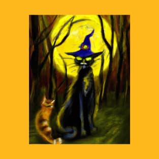 Witchy Halloween cat, scary Halloween costume T-Shirt