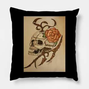 Skull with flower Pillow