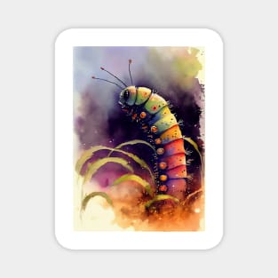 Caterpillar watercolor art Magnet