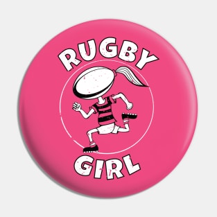 Rugby Girl Cartoon Pin