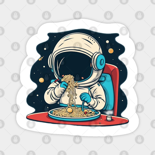 Astronaut eating noodles Magnet by Bakr