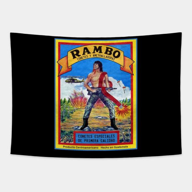 RAMBO Retro Poster Tapestry by Cabezon