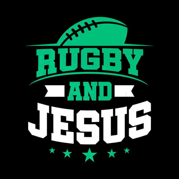 Rugby Player Ball Fan Jersey Jesus Christ by Makayla Sketch