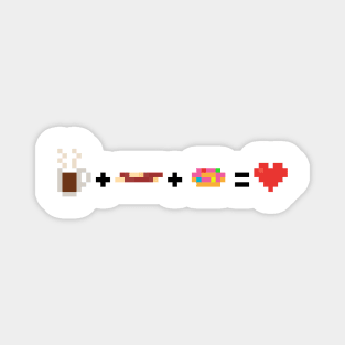 Morning Ritual Pixel Coffee Bacon Donut Love Magnet