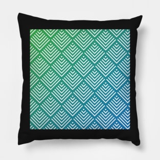 Geometric Blue and Green Pattern Pillow