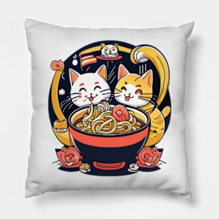 Ramen And Cats Funny cat Pillow