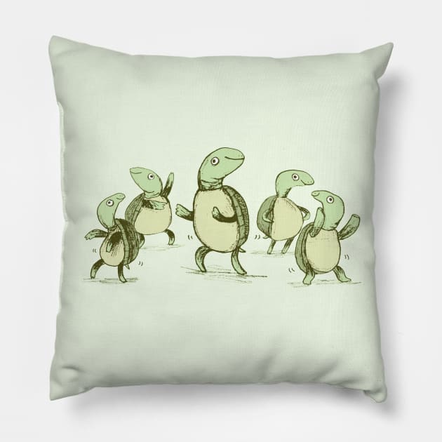 Dancing Turtles Pillow by Sophie Corrigan