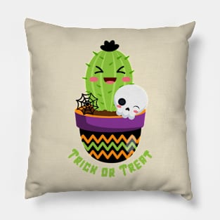 Trick or Treat Cactus With Skull Pillow