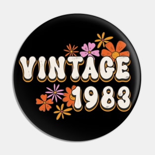 40th Birthday Vintage 1983 Womens Retro Groovy Style Pin