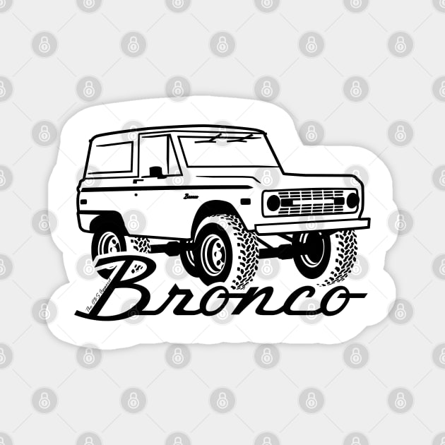 1966-1977 Ford Bronco Black Print w/tires Magnet by The OBS Apparel