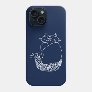 Kevin MerCat the Cat Mermaid White Line Drawing Phone Case