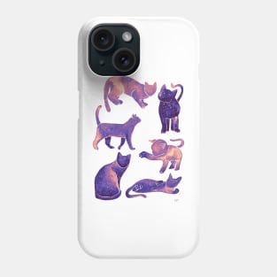 Galaxy Cats Pattern - Pastel Purple Phone Case