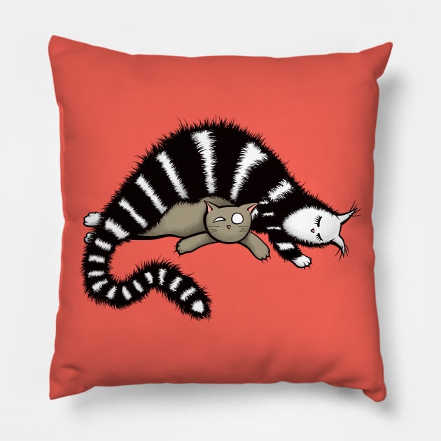 Cat Mother Protects Her Kitty Child Pillow by Boriana Giormova