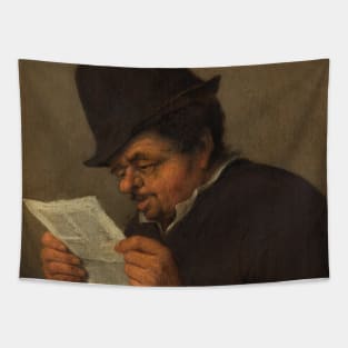 Bust of an Old Peasant Reading a Paper by Adriaen van Ostade Tapestry