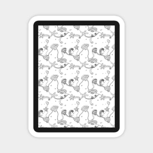 Whimsical Sea Shell Pattern in Black and White Magnet