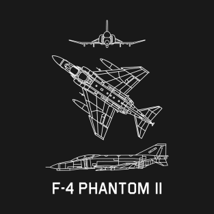 F-4 Phantom II American Jet Aircraft Fighter Bomber Plane Blueprints T-Shirt