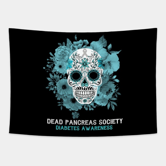 Dead pancreas society Skull Diabetes awareness Tapestry by GillTee