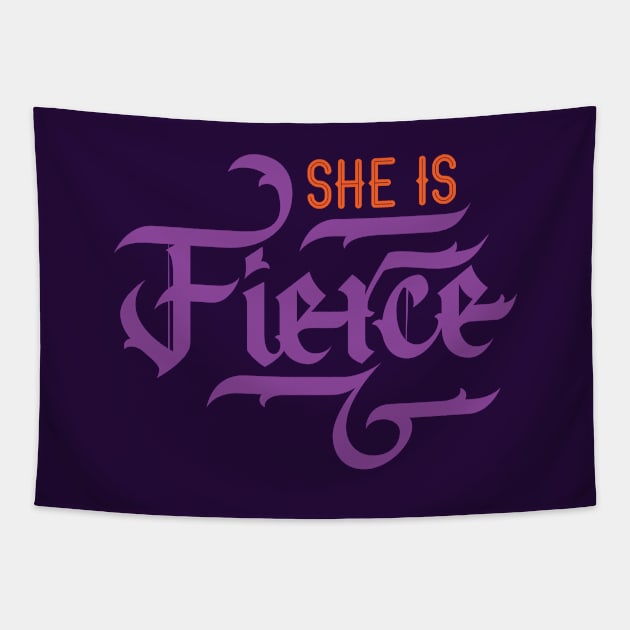 She is Fierce Tapestry by polliadesign