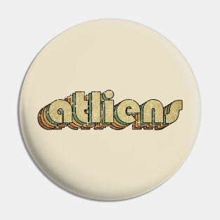 Atliens // Vintage Rainbow Typography Style // 70s Pin