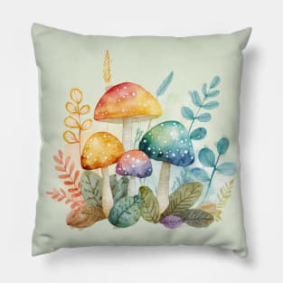 Watercolor Toadstools Pillow