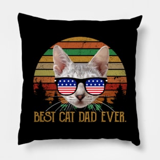 vintage best cat dad ever flag 4th of july independence Pillow