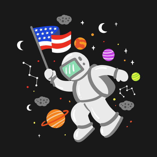 Disover Astronaut American Flag Planets - Astronaut - T-Shirt