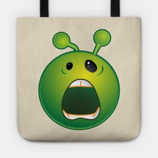 Funny Alien Monster ET Extraterrestrial Martian Green Man Emoji for Women, Men and Kids 19 Tote