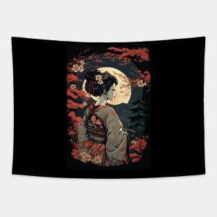 Geisha in Park Tapestry