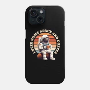 Astronaut Drinking Coffee Funny retro gift for space, astronomy, and coffee lovers Phone Case