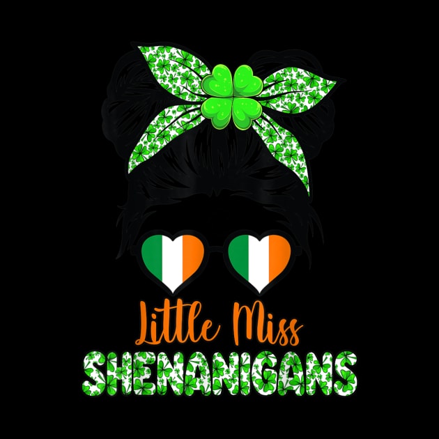 Messy Bun Little Miss Shenanigans Happy Saint Patrick's Day by Mhoon 